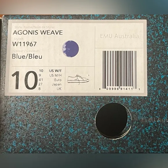 EMU AUSTRALIA AGONIS WEAVE ESPADRILLES WOMENS METALLIC BLUE COLOR BAIGE SIZE 10