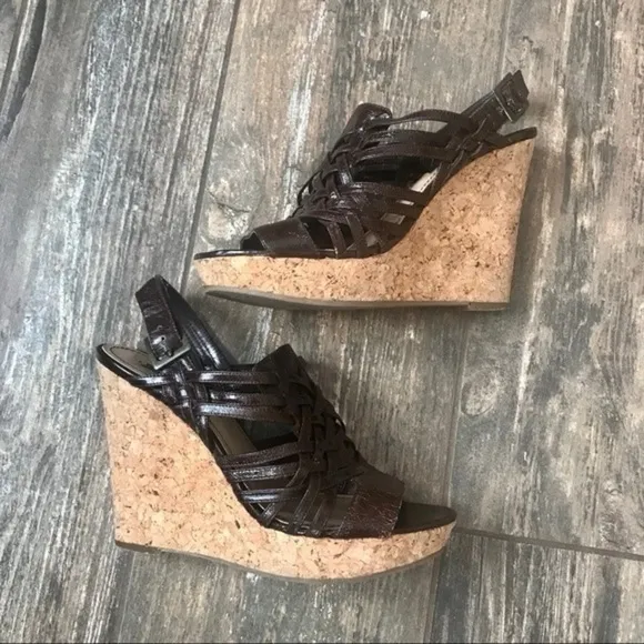 ENZO Angiolini Muffin cork wedge sandals size 8