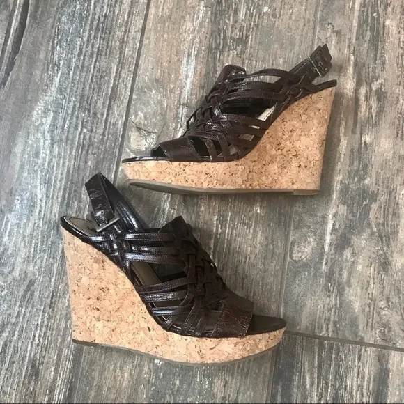 ENZO Angiolini Muffin cork wedge sandals size 8