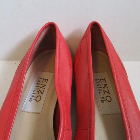 *ENZO Angiolini Orange Peach Tangerine Leather Slip-On Flats