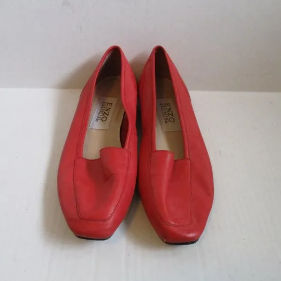 *ENZO Angiolini Orange Peach Tangerine Leather Slip-On Flats