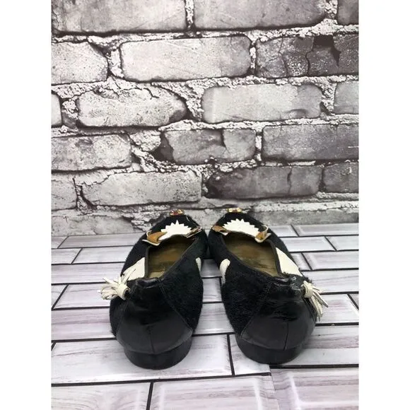 Enzo of Roma VTG Black Cow Calf Hair Slip On Flats Loafers Women Sz 37EU/6.5M US