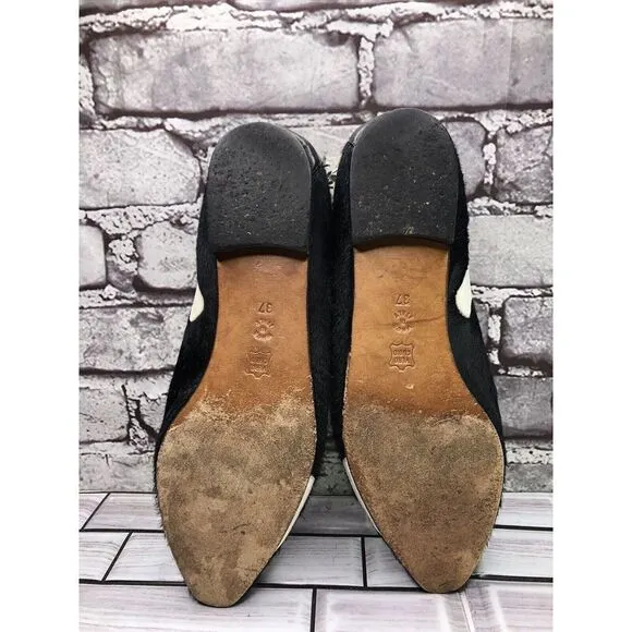 Enzo of Roma VTG Black Cow Calf Hair Slip On Flats Loafers Women Sz 37EU/6.5M US
