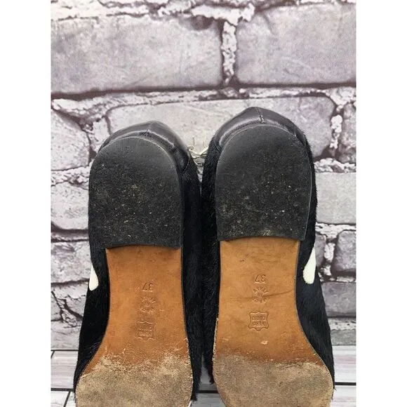 Enzo of Roma VTG Black Cow Calf Hair Slip On Flats Loafers Women Sz 37EU/6.5M US