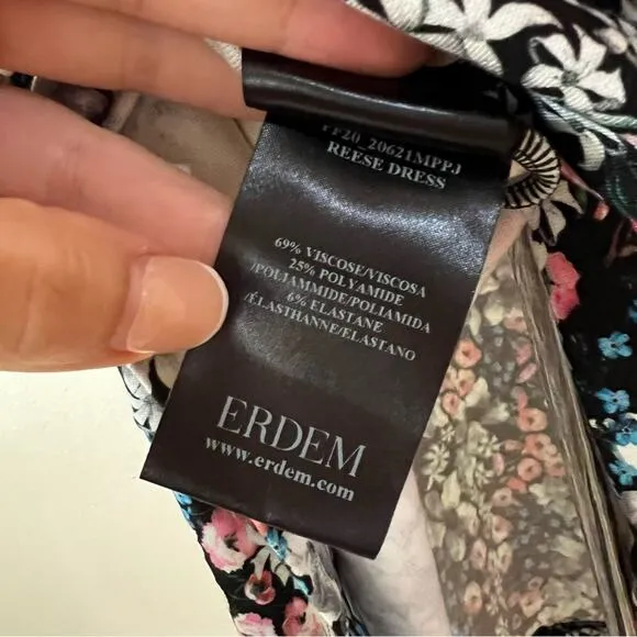 ERDEM Reese bright floral boat neck stretch ponte bodycon knee length dress 12