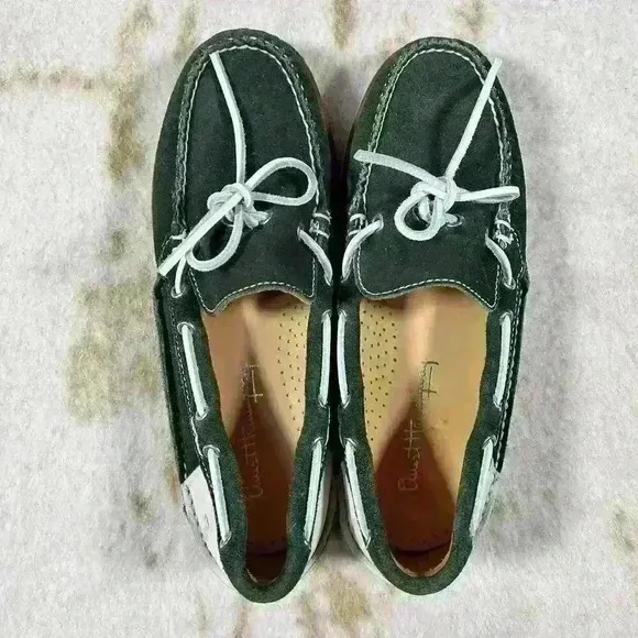 ERNEST HEMINGWAY Boat Dock Casual Shoe Green White Leather Suede Men Size 9