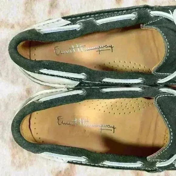 ERNEST HEMINGWAY Boat Dock Casual Shoe Green White Leather Suede Men Size 9