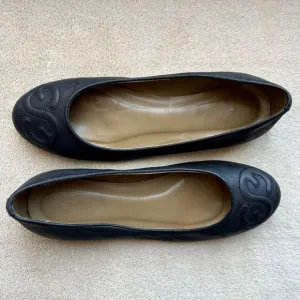 Escada Logo Black Ballet Flat Casual Shoe Stitching Women’s EU 37.5 US 7.5