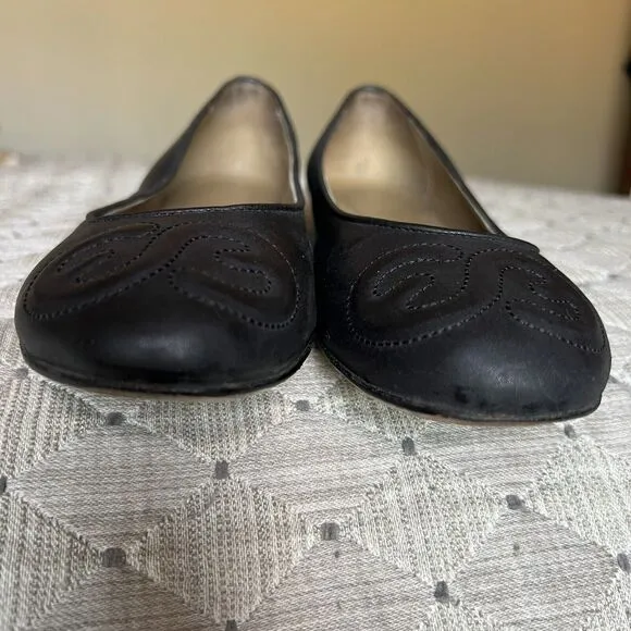 Escada Logo Black Ballet Flat Casual Shoe Stitching Women’s EU 37.5 US 7.5