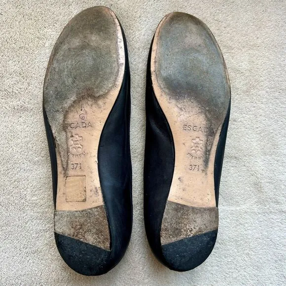 Escada Logo Black Ballet Flat Casual Shoe Stitching Women’s EU 37.5 US 7.5