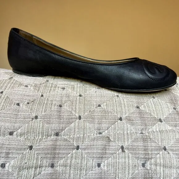 Escada Logo Black Ballet Flat Casual Shoe Stitching Women’s EU 37.5 US 7.5