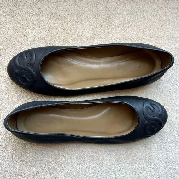 Escada Logo Black Ballet Flat Casual Shoe Stitching Women’s EU 37.5 US 7.5