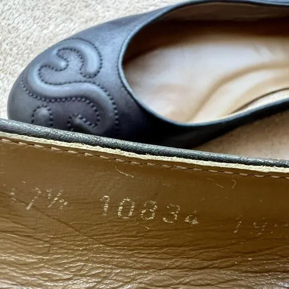 Escada Logo Black Ballet Flat Casual Shoe Stitching Women’s EU 37.5 US 7.5