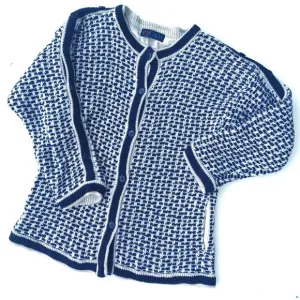 ESCADA Vintage Linen Blend Cardigan | Beige &amp; Navy | Preppy Resort Quiet Luxury