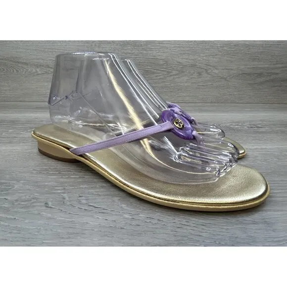 Escada Women's Sandals Purple Slip-On Italy Flat Thong Casual Summer Sz 7.5