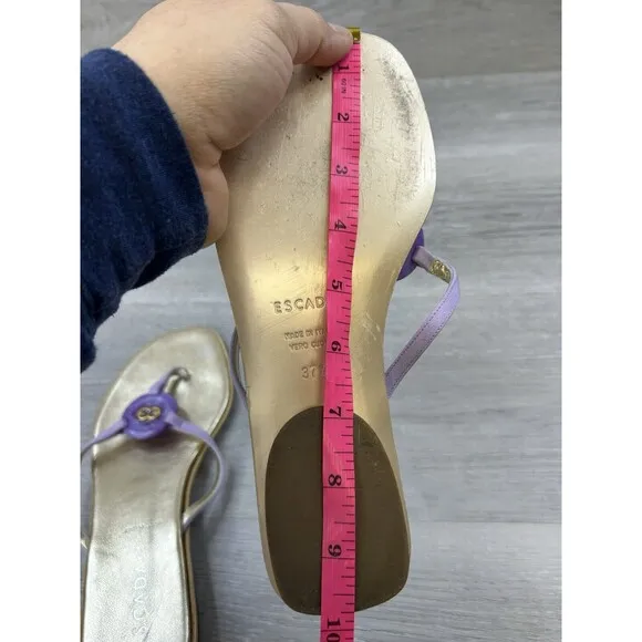 Escada Women's Sandals Purple Slip-On Italy Flat Thong Casual Summer Sz 7.5
