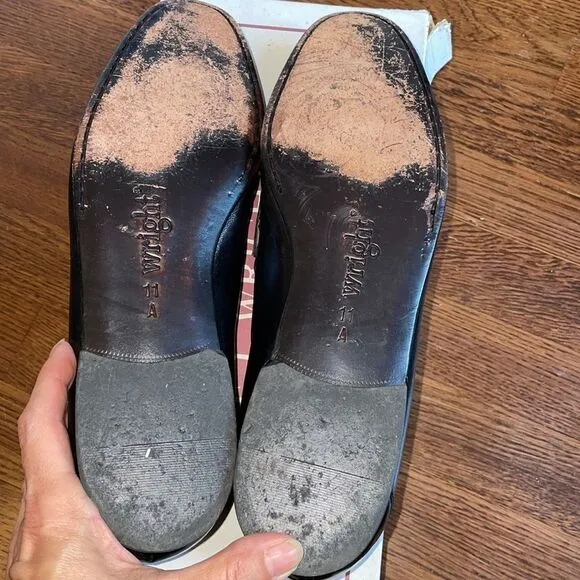 E.T. Wright Woven Vamp black leather slip on loafers with tassels