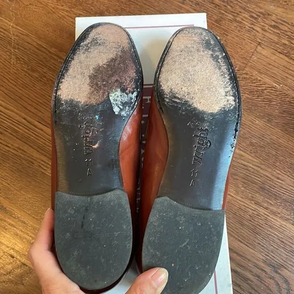 E.T. Wright Woven Vamp brown leather slip on loafers with tassels