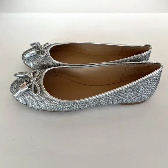 EUC Coach Metallic Silver Benni Ballet Flat, size 8.5B