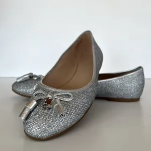 EUC Coach Metallic Silver Benni Ballet Flat, size 8.5B