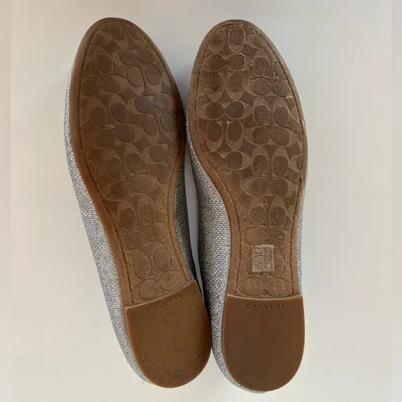 EUC Coach Metallic Silver Benni Ballet Flat, size 8.5B
