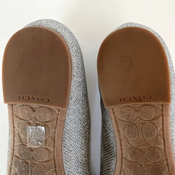 EUC Coach Metallic Silver Benni Ballet Flat, size 8.5B