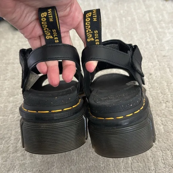 EUC Dr. Martens Ricki 3-Strap Sandals black leather platform Velcro strap