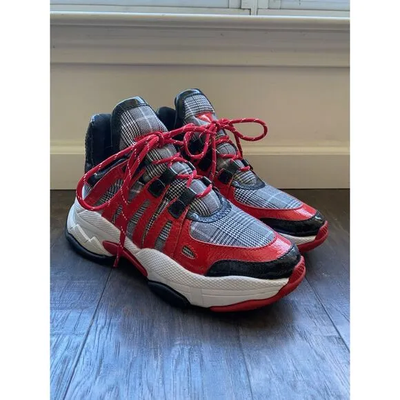 EUC Jeffrey Campbell Plaid Patent Platform Sneakers 9