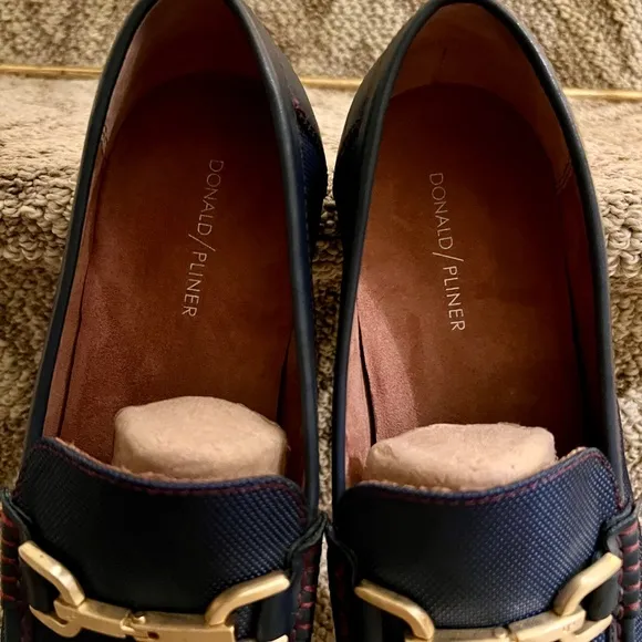 EUC Men's Donald Pliner Navy Blue Nylon Horsebit Loafers Shoes Size 9.5 M