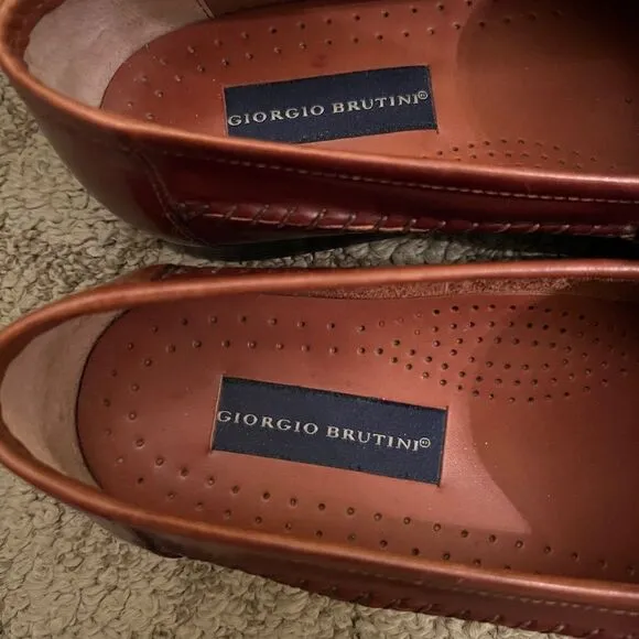 EUC Men's Giorgio Brutini Le Glove Newark Brown Leather Loafers Shoes Size 11 M