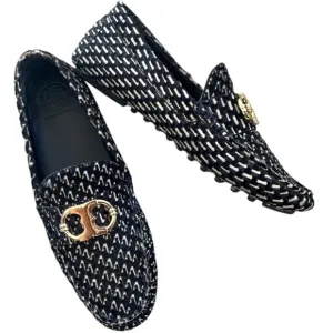 EUC Tory Burch Leather / Calf Hair Gemini Link Driving Loafers Size 6