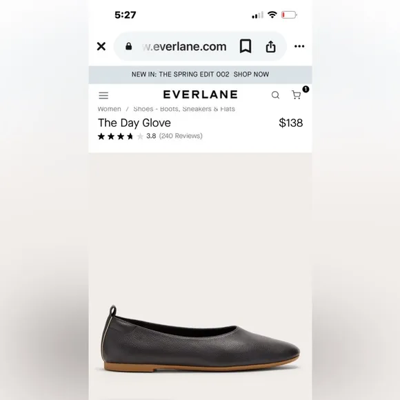 Everlane Elegant Black Leather Women's Flats. The Day Glove.