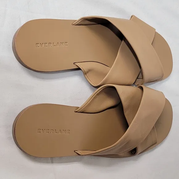 Everlane The Day Crossover Sandal In Light TaupeWomen's Size 10 Leather Slip On