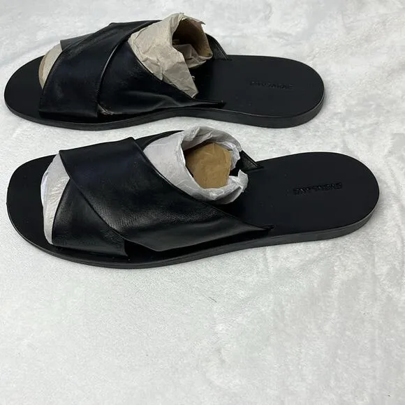 Everlane The Day Crossover Sandals Black New Womens Size 9.5 Slides Flats NWOB