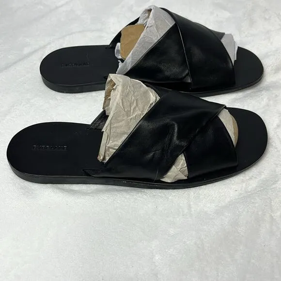 Everlane The Day Crossover Sandals Black New Womens Size 9.5 Slides Flats NWOB
