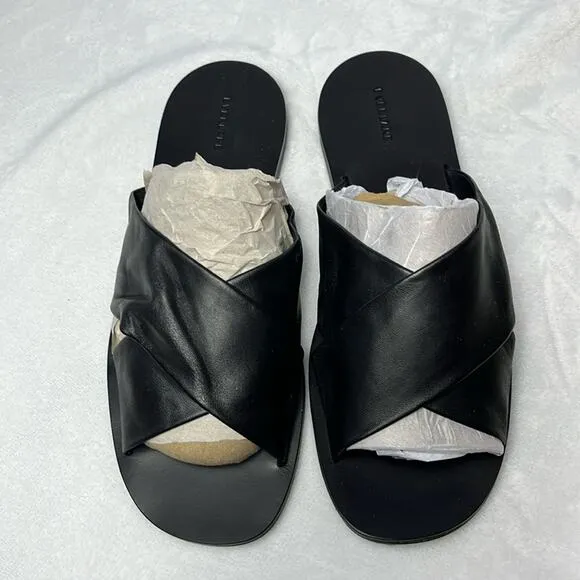 Everlane The Day Crossover Sandals Black New Womens Size 9.5 Slides Flats NWOB