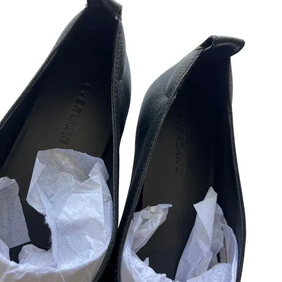 Everlane The Day Glove Flats Round Toe Leather Black Size 7.5 New without Box!