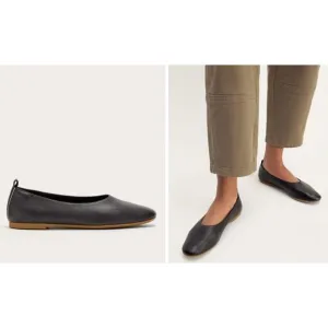 Everlane The Day Glove Flats Round Toe Leather Black Size 7.5 New without Box!