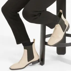 Everlane The Italian Leather Square Toe Chelsea Boots Size 9 Tan Black Color