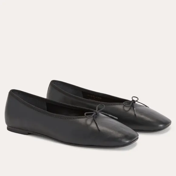 Everlane Women's The Ballet Flats Black Nappa Leather 8