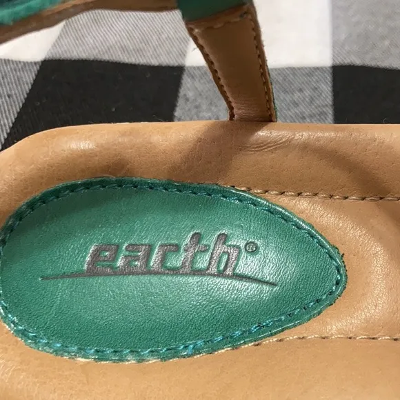 EXC! Earth Teal Green Embellished Sandals Leather Adjustable Cushioned Beads