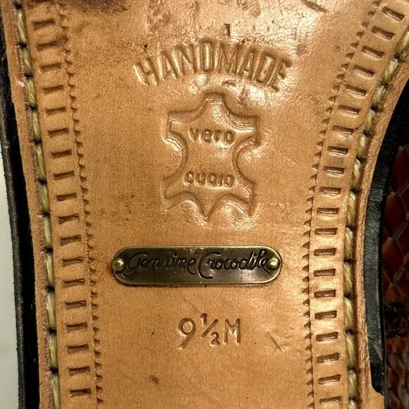 EXCELLENT Mezlan Genuine Crocodile Handmade Woven Venetian Leather Loafers 9.5
