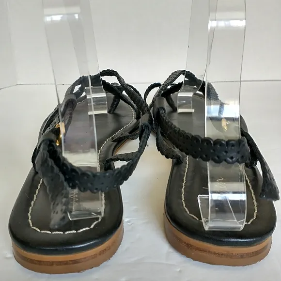 Excellent Used Condition Pair of Boden Genuine Leather Scalloped Strap Sandals