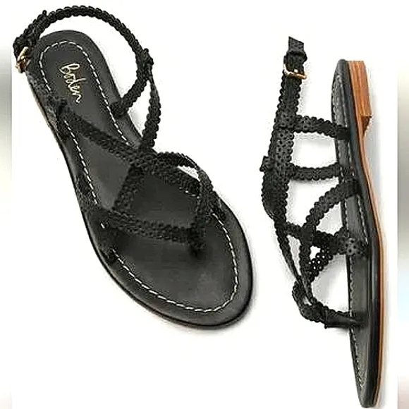 Excellent Used Condition Pair of Boden Genuine Leather Scalloped Strap Sandals