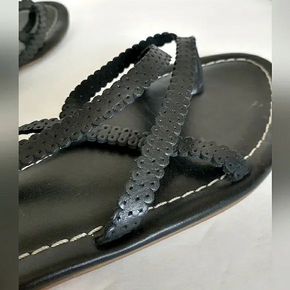 Excellent Used Condition Pair of Boden Genuine Leather Scalloped Strap Sandals