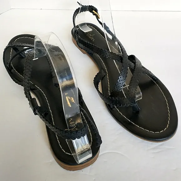 Excellent Used Condition Pair of Boden Genuine Leather Scalloped Strap Sandals