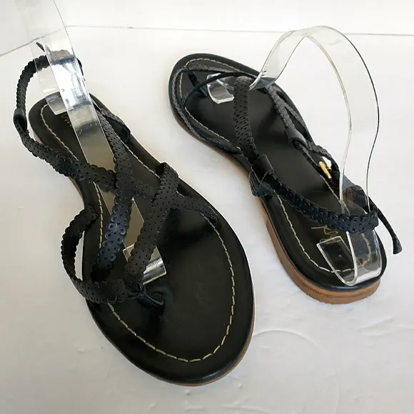 Excellent Used Condition Pair of Boden Genuine Leather Scalloped Strap Sandals