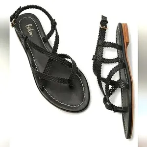 Excellent Used Condition Pair of Boden Genuine Leather Scalloped Strap Sandals