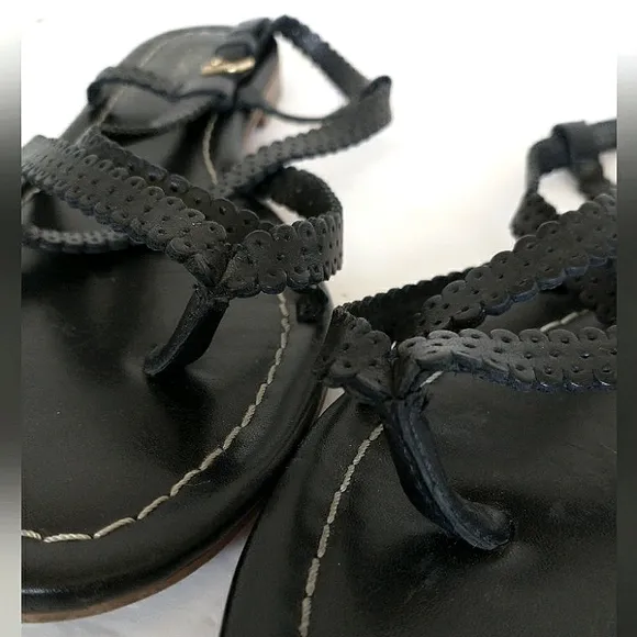 Excellent Used Condition Pair of Boden Genuine Leather Scalloped Strap Sandals