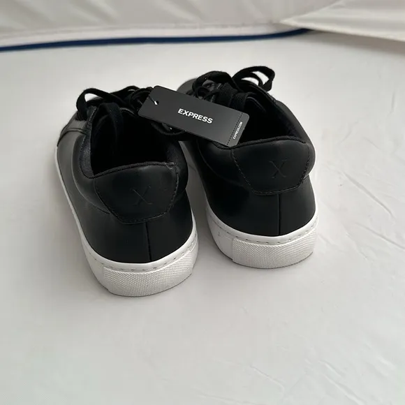 Express black leather low top sneakers